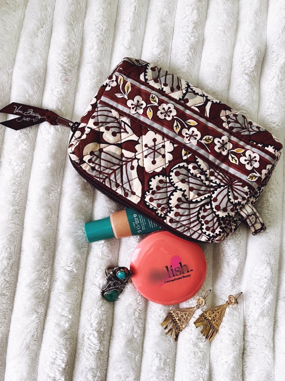 Vera Bradley Slate Bloom Make-up Caae- Like New